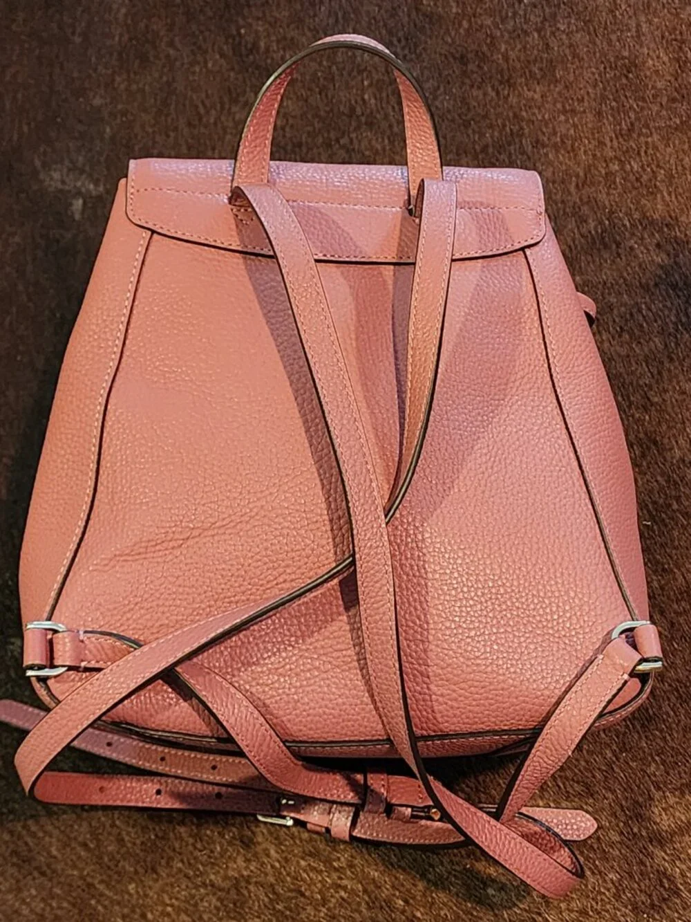 Kate Spade Leila Medium Flap Pebbled Leather Backpack Pink